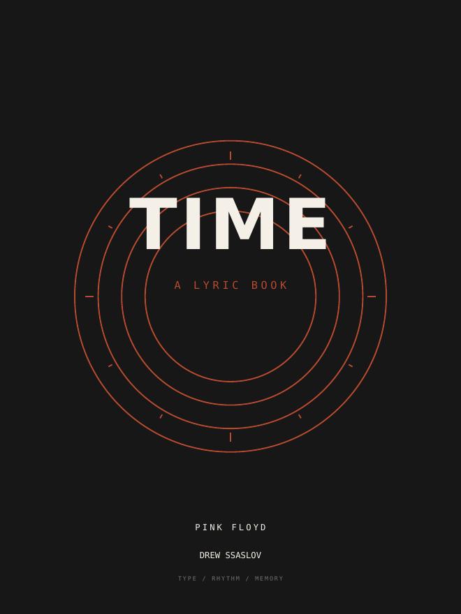 TIME, a Pink Floyd lyric book by Drew Saslov, with a red-orange circular clock motif on a black cover